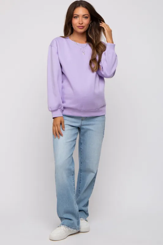 Lavender Embroidered Fleece Maternity Sweatshirt sold by Pinkblush