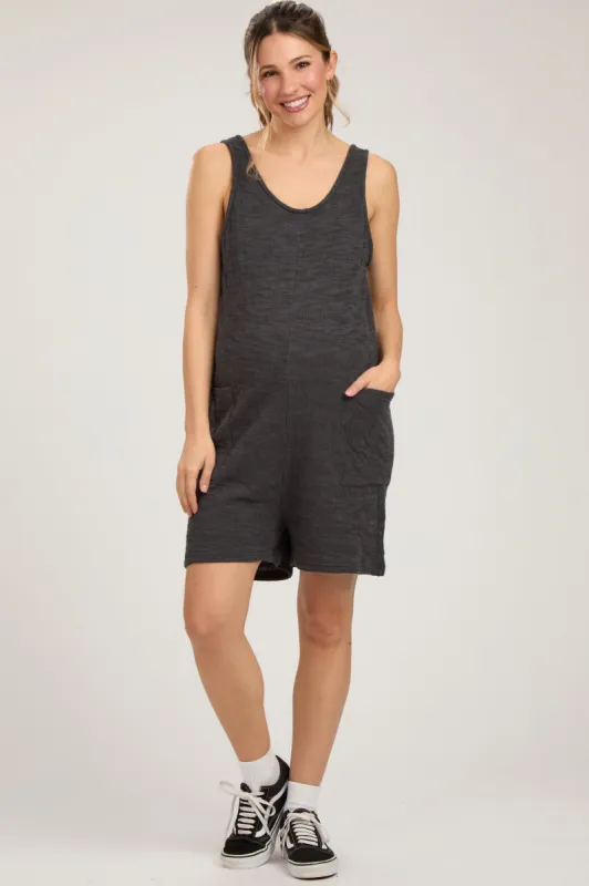 Charcoal Oversized Knit Maternity Romper sold by Pinkblush