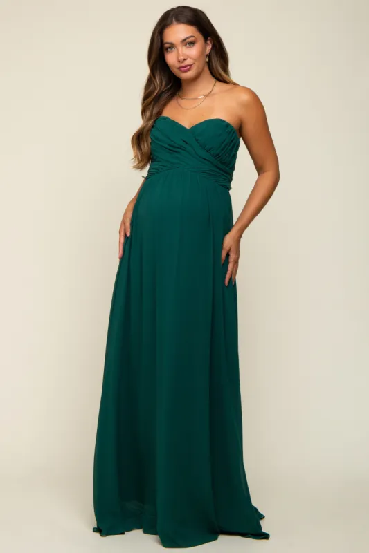 Forest Green Sweetheart Convertible Chiffon Maternity Gown sold by Pinkblush
