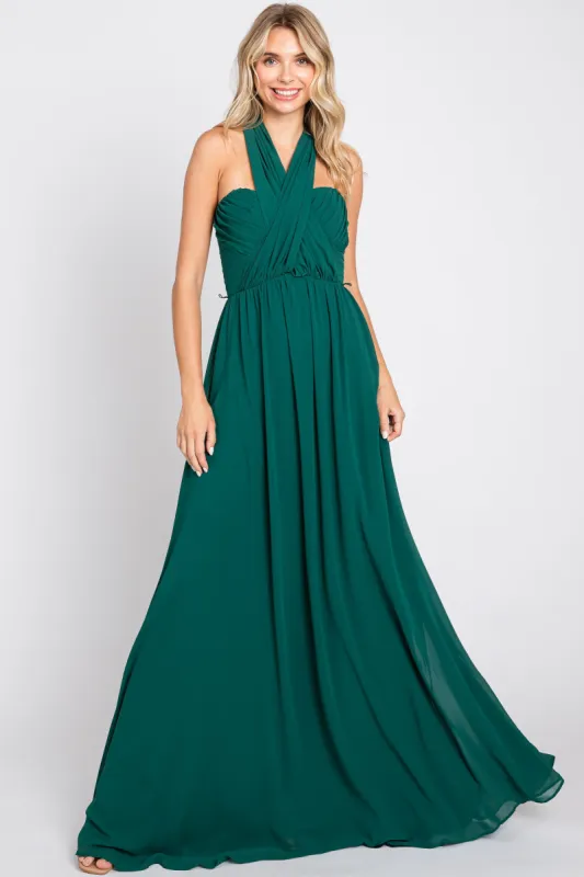 Forest Green Sweetheart Convertible Chiffon Gown sold by Pinkblush