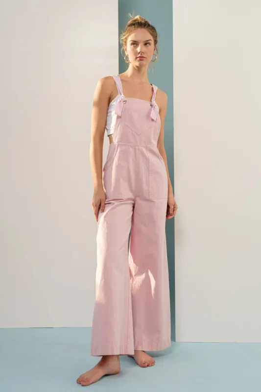 Baby Pink Wide Leg Overall Jumpsuit sold by Pinkblush