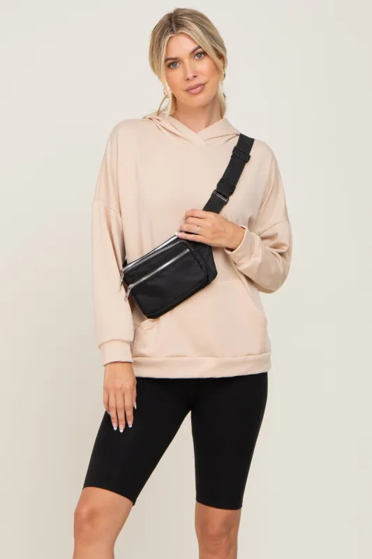 Beige Heathered Hooded Sweatshirt sold by Pinkblush