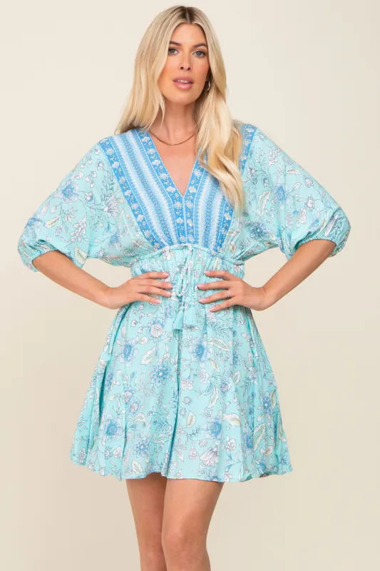 Light Blue Floral Border Print Dress sold by Pinkblush