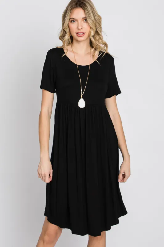 Black Babydoll Round Hem Dress sold by Pinkblush