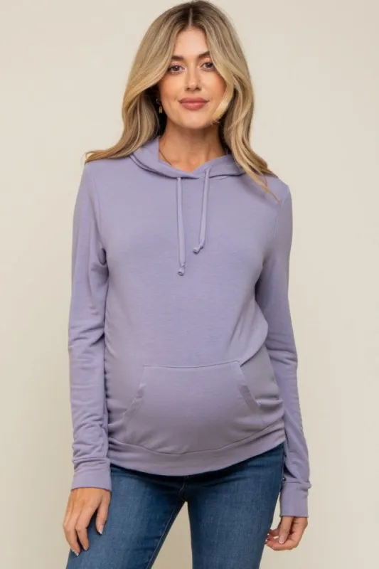 Lavender Soft Knit Maternity Pullover Hoodie sold by Pinkblush
