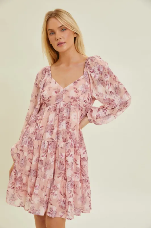 Dusty Mauve Baby Doll Mini Dress sold by Pinkblush