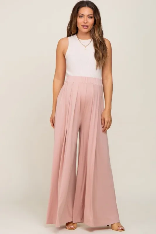 Pink Flowy Maternity Pants sold by Pinkblush