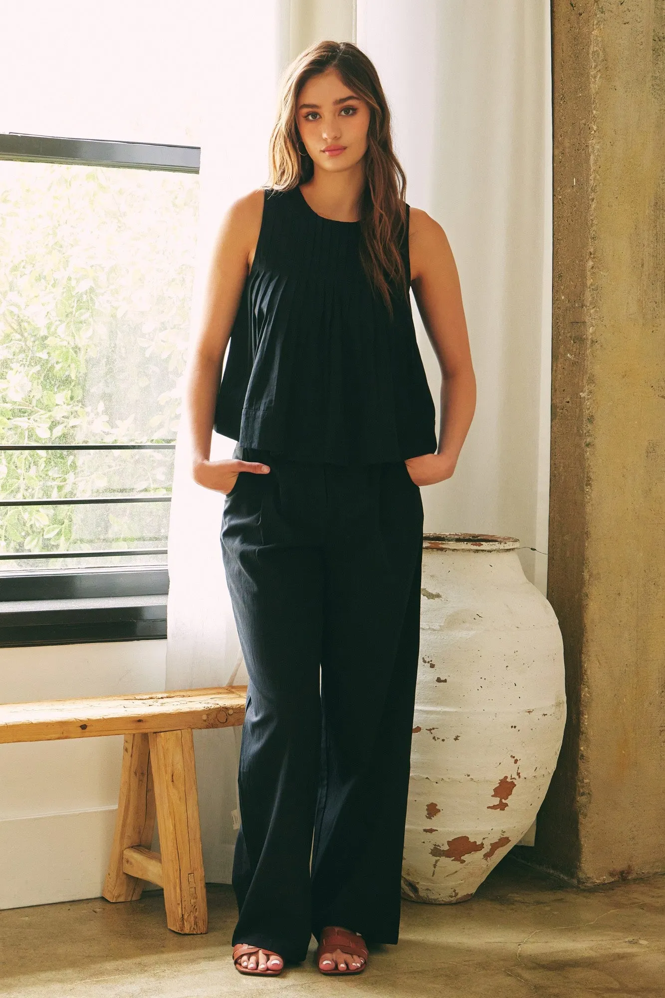 Black Wide Leg Pants sold by Pinkblush