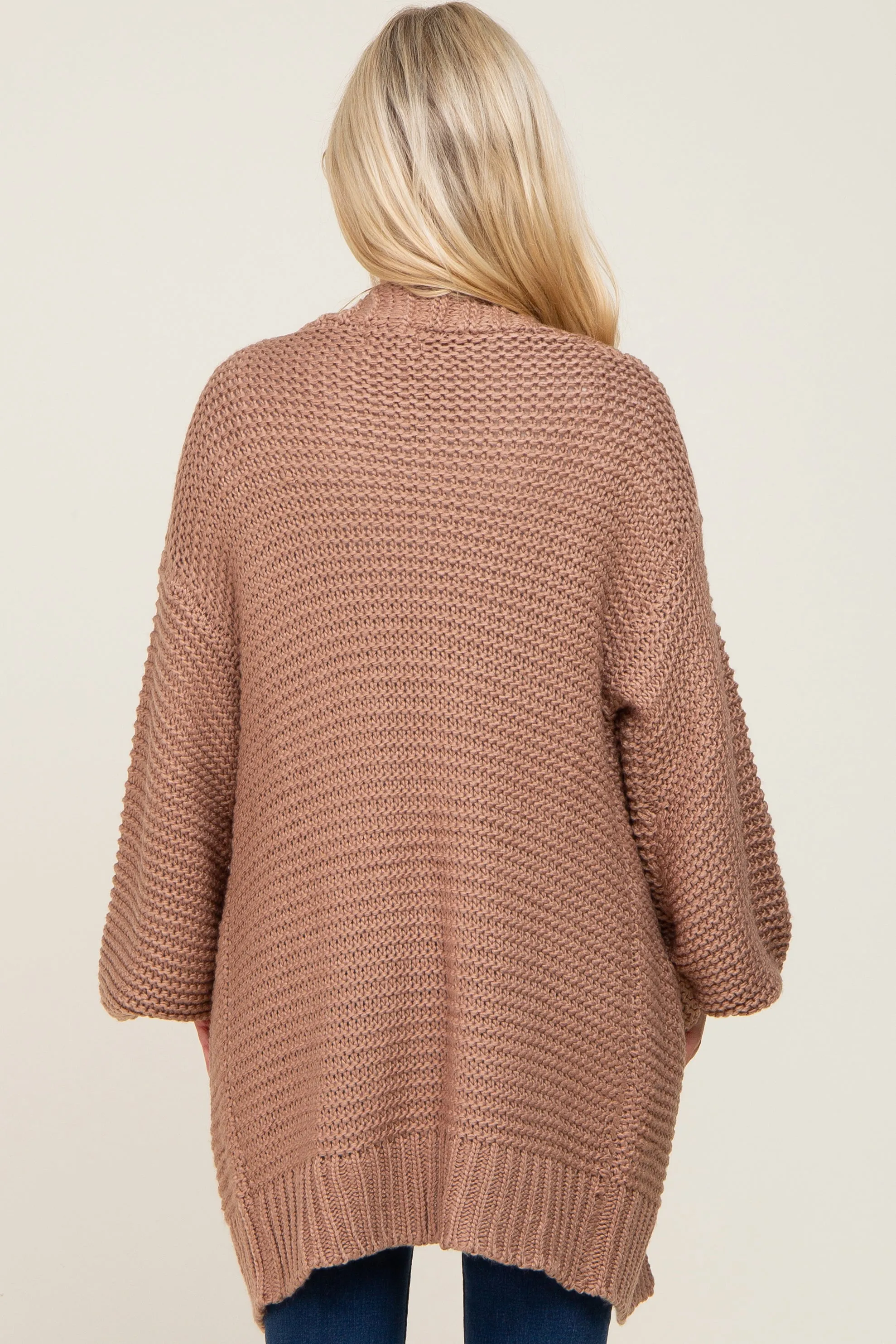 Brown Cable Knit Front Pocket Maternity Cardigan sold by Pinkblush product image thumbnail 3
