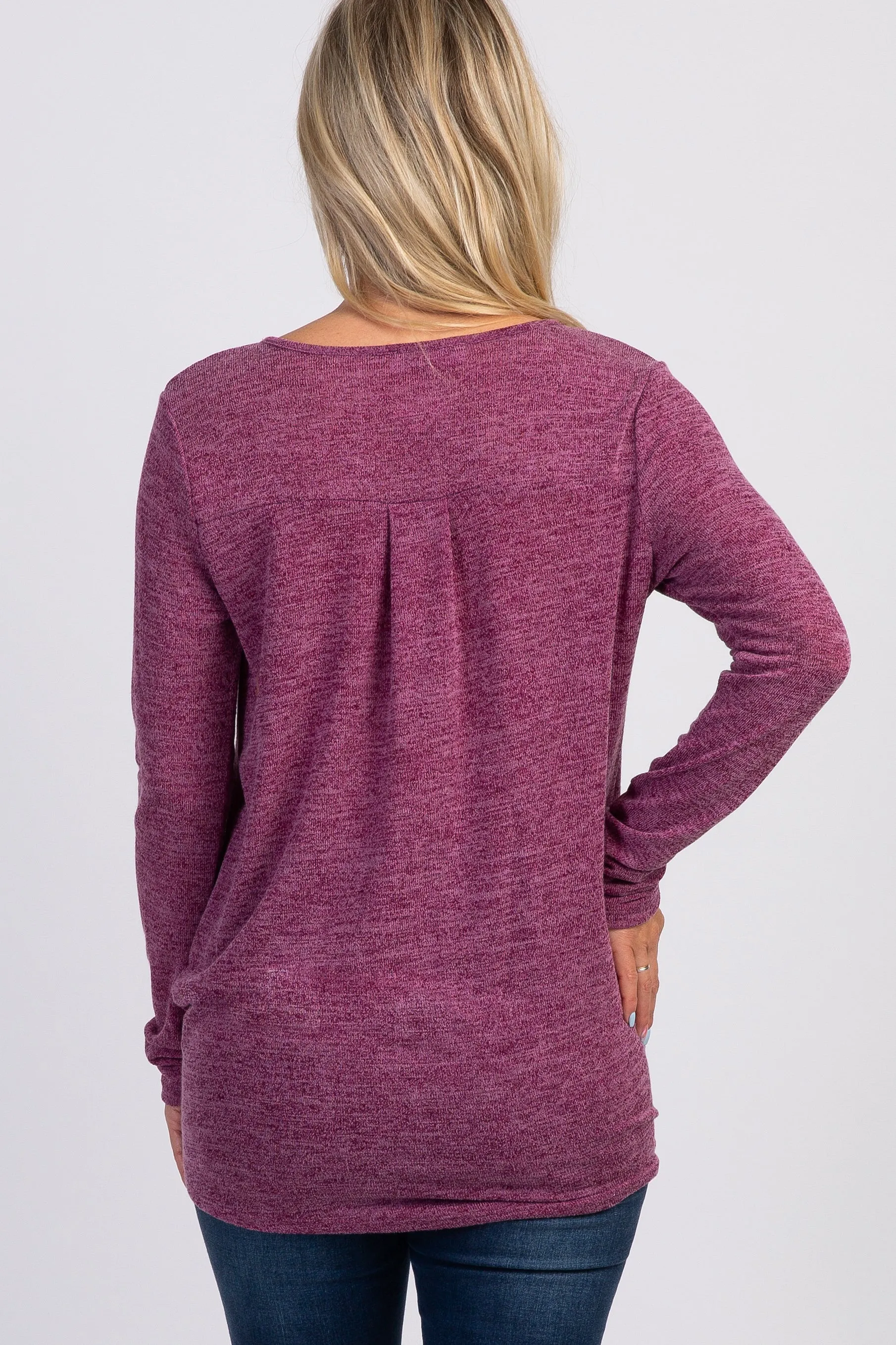 Burgundy Two-Tone Long Sleeve Maternity Wrap Top sold by Pinkblush product image thumbnail 3