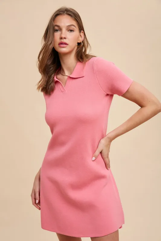 Pink Solid Collared Dress sold by Pinkblush