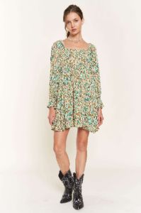 Green Mini Dress With Long Sleeves sold by Pinkblush