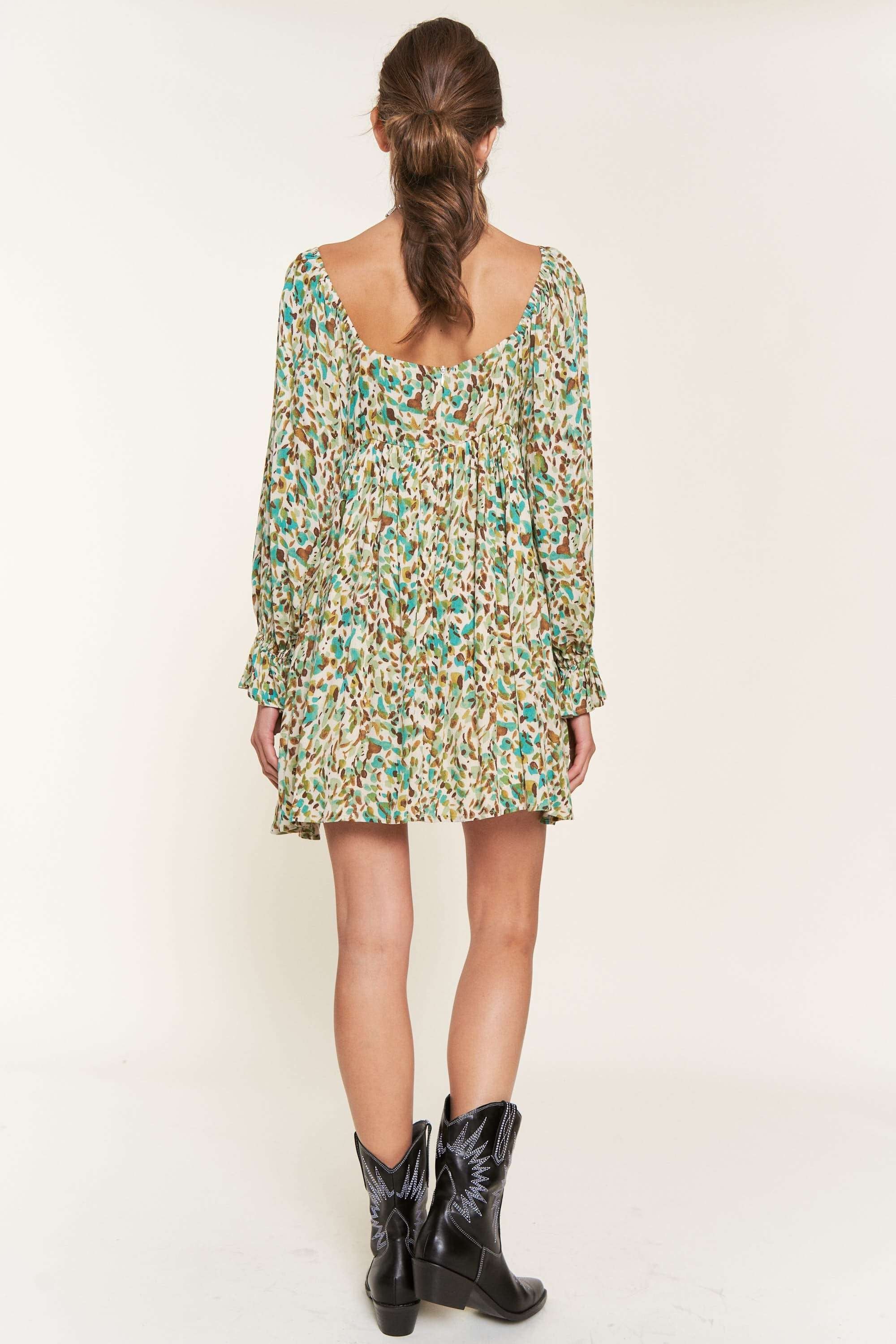 Green Mini Dress With Long Sleeves sold by Pinkblush product image thumbnail 4