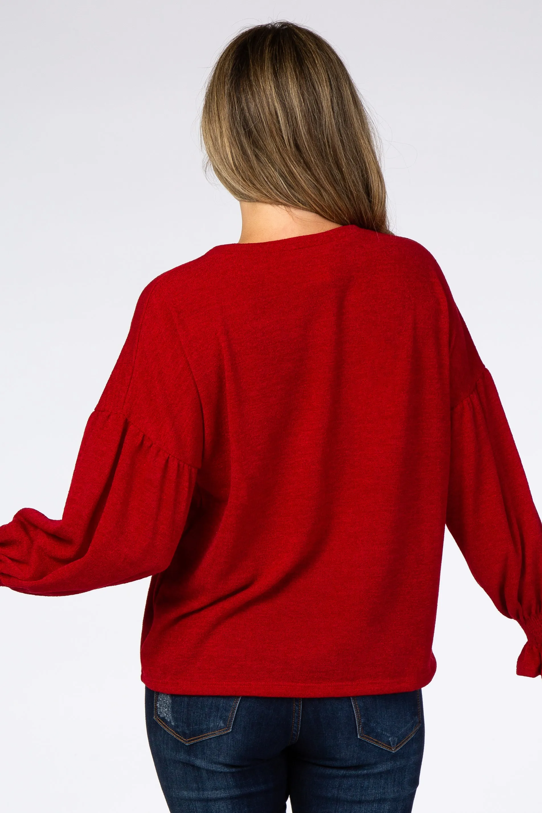 Red Bubble Ruffle Long Sleeve Top sold by Pinkblush product image thumbnail 3