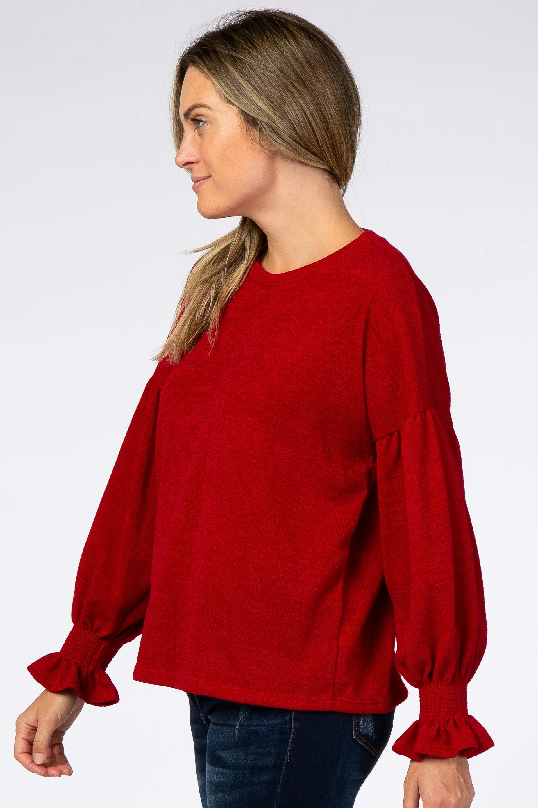 Red Bubble Ruffle Long Sleeve Top sold by Pinkblush product image thumbnail 2