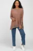 Mocha Soft Brushed Knit Dolman Sleeve Side Slit Top sold by Pinkblush