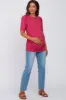 Magenta Ribbed Ruched Fitted Maternity Top sold by Pinkblush