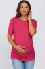 Magenta Ribbed Ruched Fitted Maternity Top sold by Pinkblush