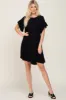 Black Frayed Trim Back Keyhole Linen Maternity Dress sold by Pinkblush