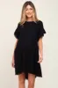Black Frayed Trim Back Keyhole Linen Maternity Dress sold by Pinkblush