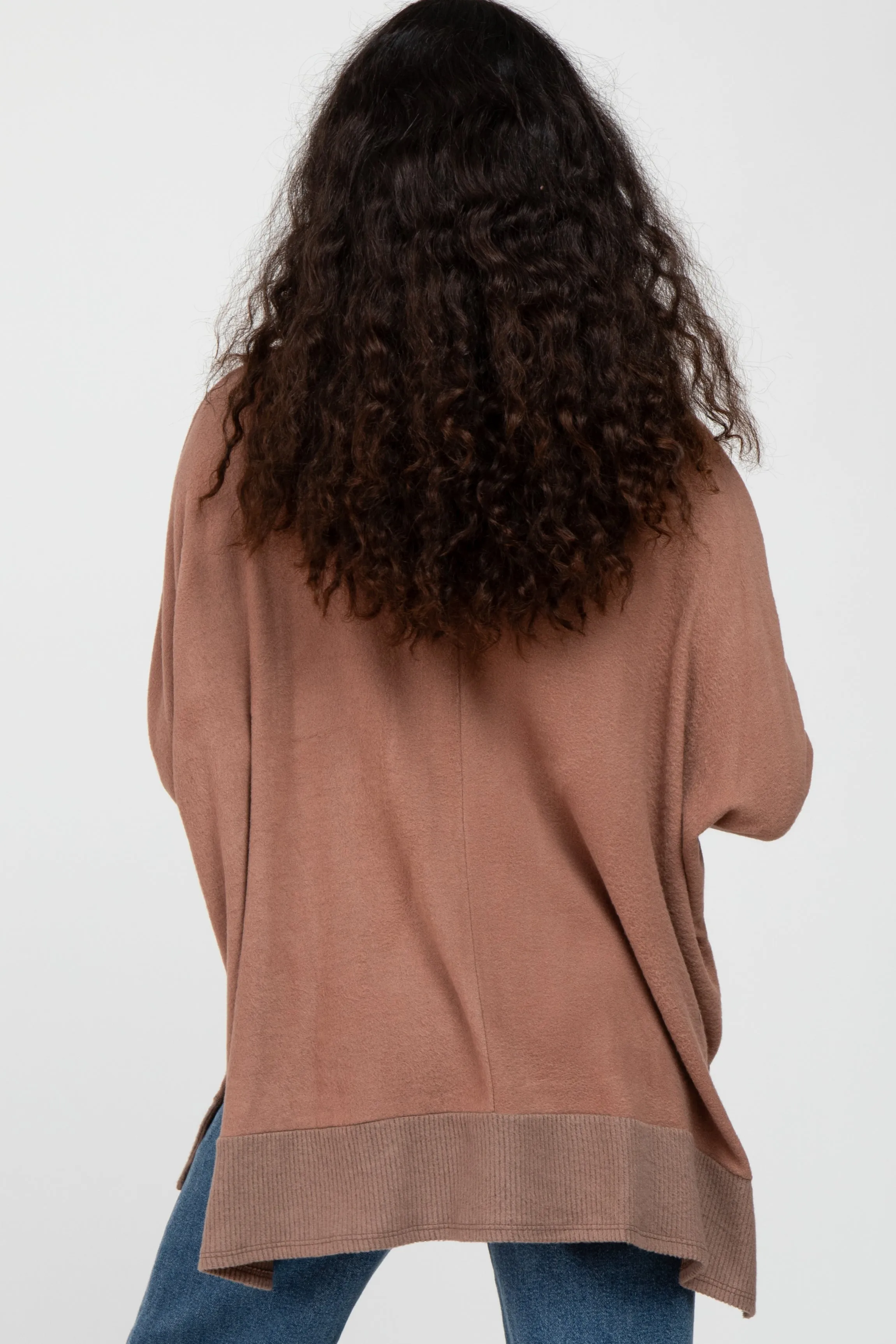 Mocha Soft Brushed Knit Dolman Sleeve Side Slit Top sold by Pinkblush product image thumbnail 4