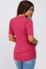 Magenta Ribbed Ruched Fitted Maternity Top sold by Pinkblush