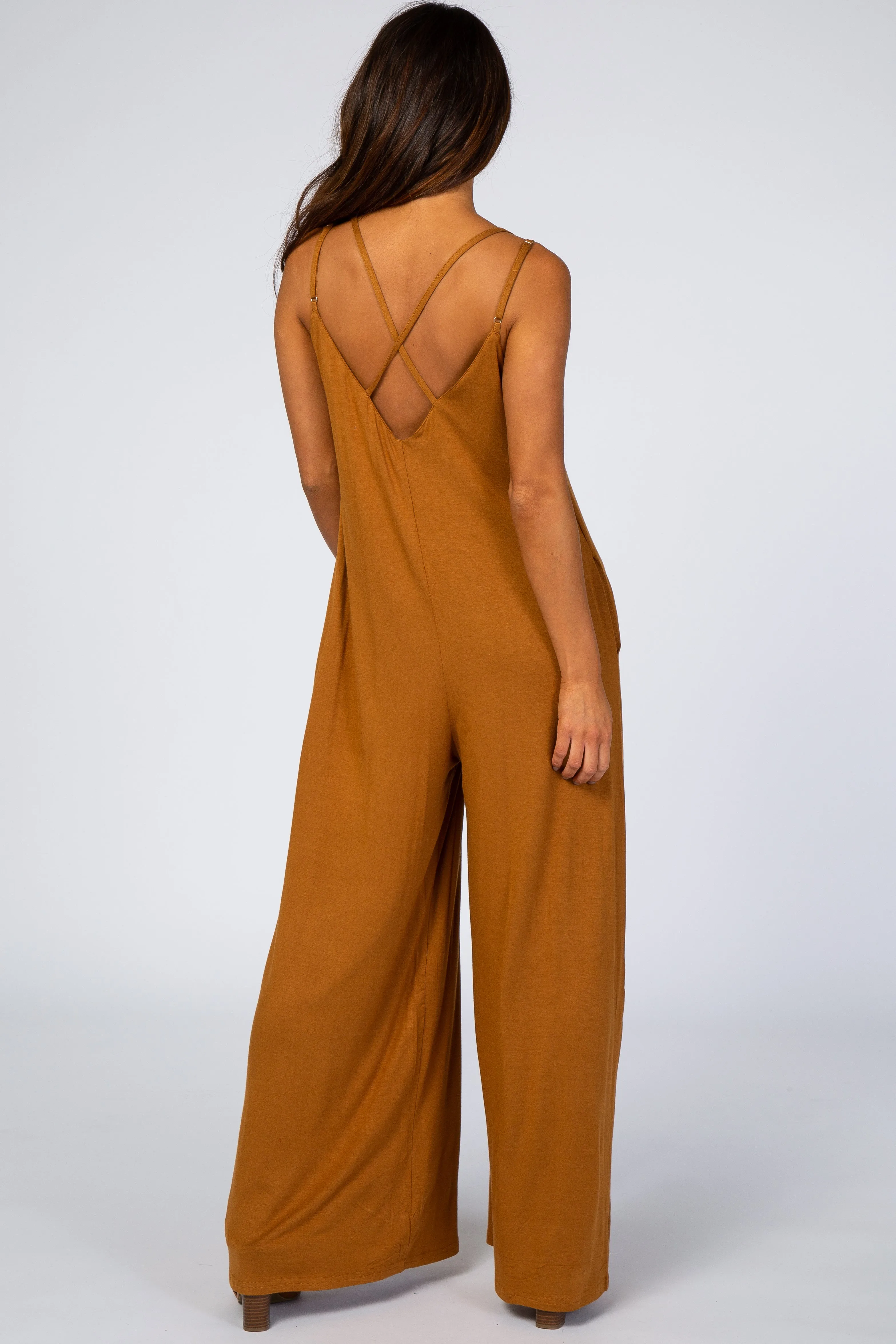Camel Cross Back Wide Leg Jumpsuit sold by Pinkblush product image thumbnail 3