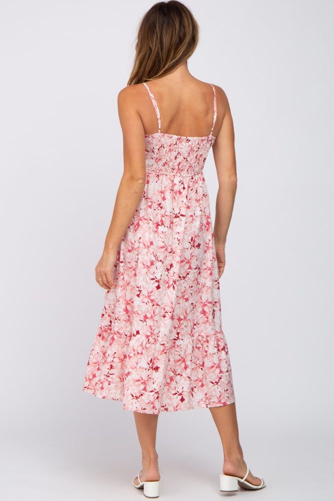 Pink Floral Sleeveless Ruffle Hem Midi Dress sold by Pinkblush product image thumbnail 3