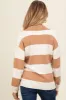 Camel Wide Stripe Polo Maternity Sweater sold by Pinkblush