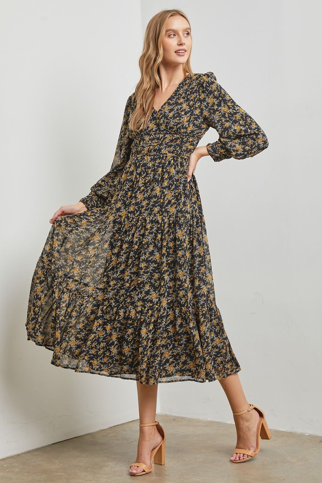 Black Multi Tiered-Waist Maxi Dress sold by Pinkblush product image thumbnail 2