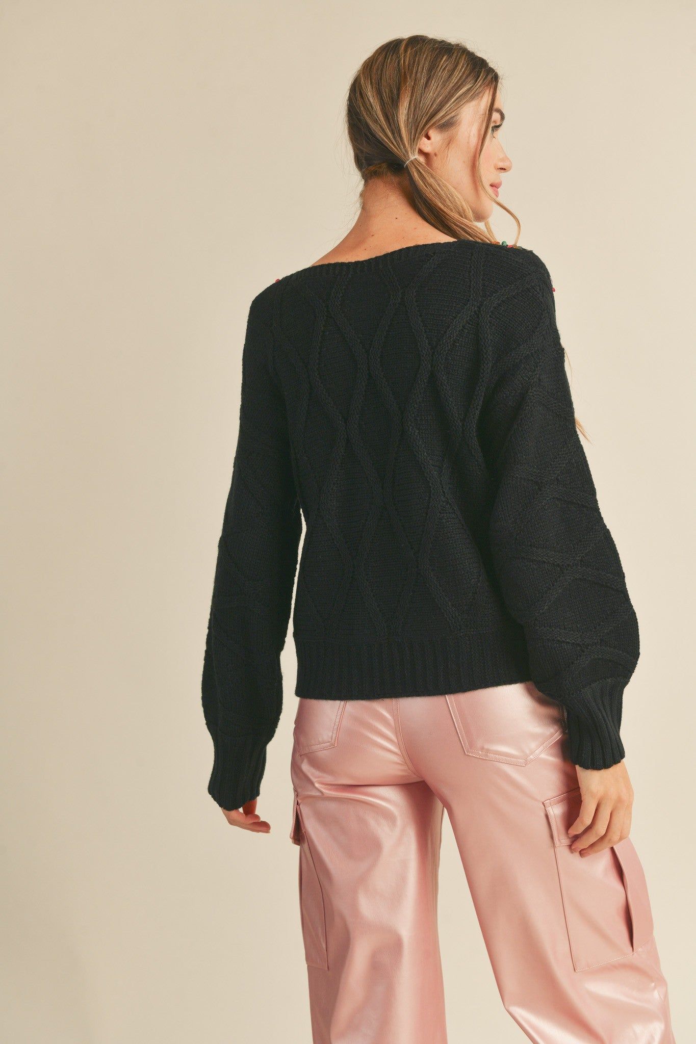 Black Multi Sequin Embellished Sweater sold by Pinkblush product image thumbnail 3