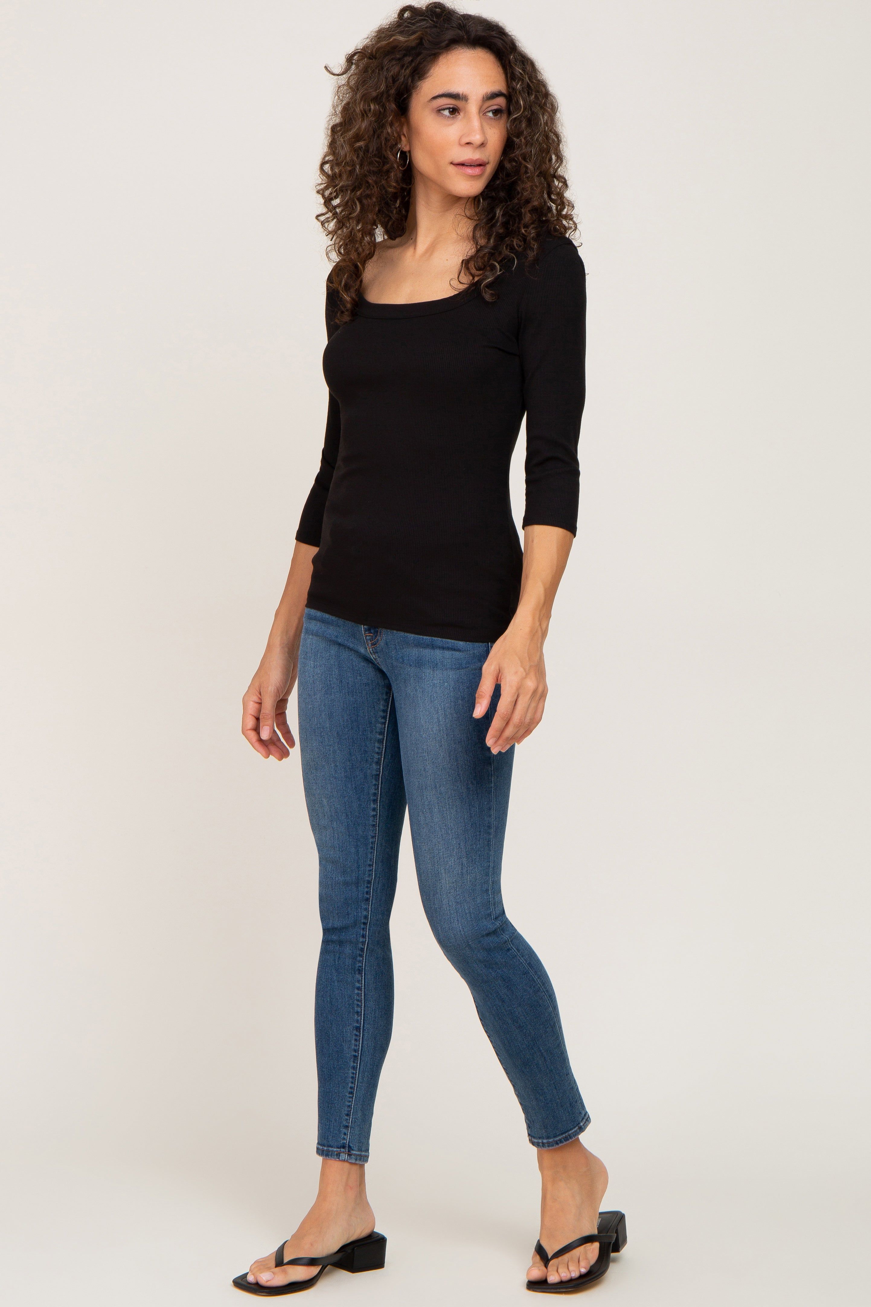 Black Ribbed Scoop Neck Top sold by Pinkblush product image thumbnail 4