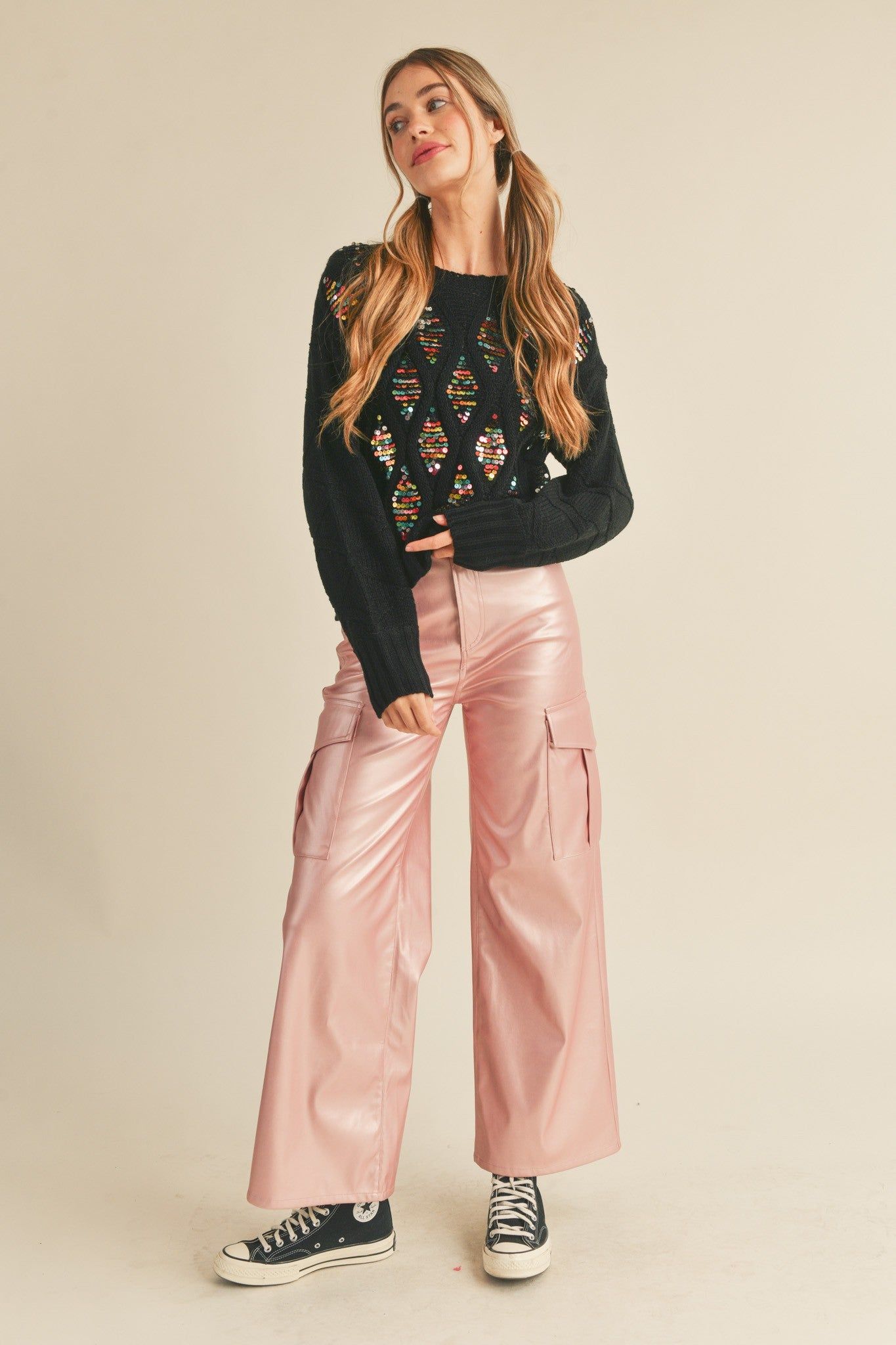 Black Multi Sequin Embellished Sweater sold by Pinkblush product image thumbnail 4