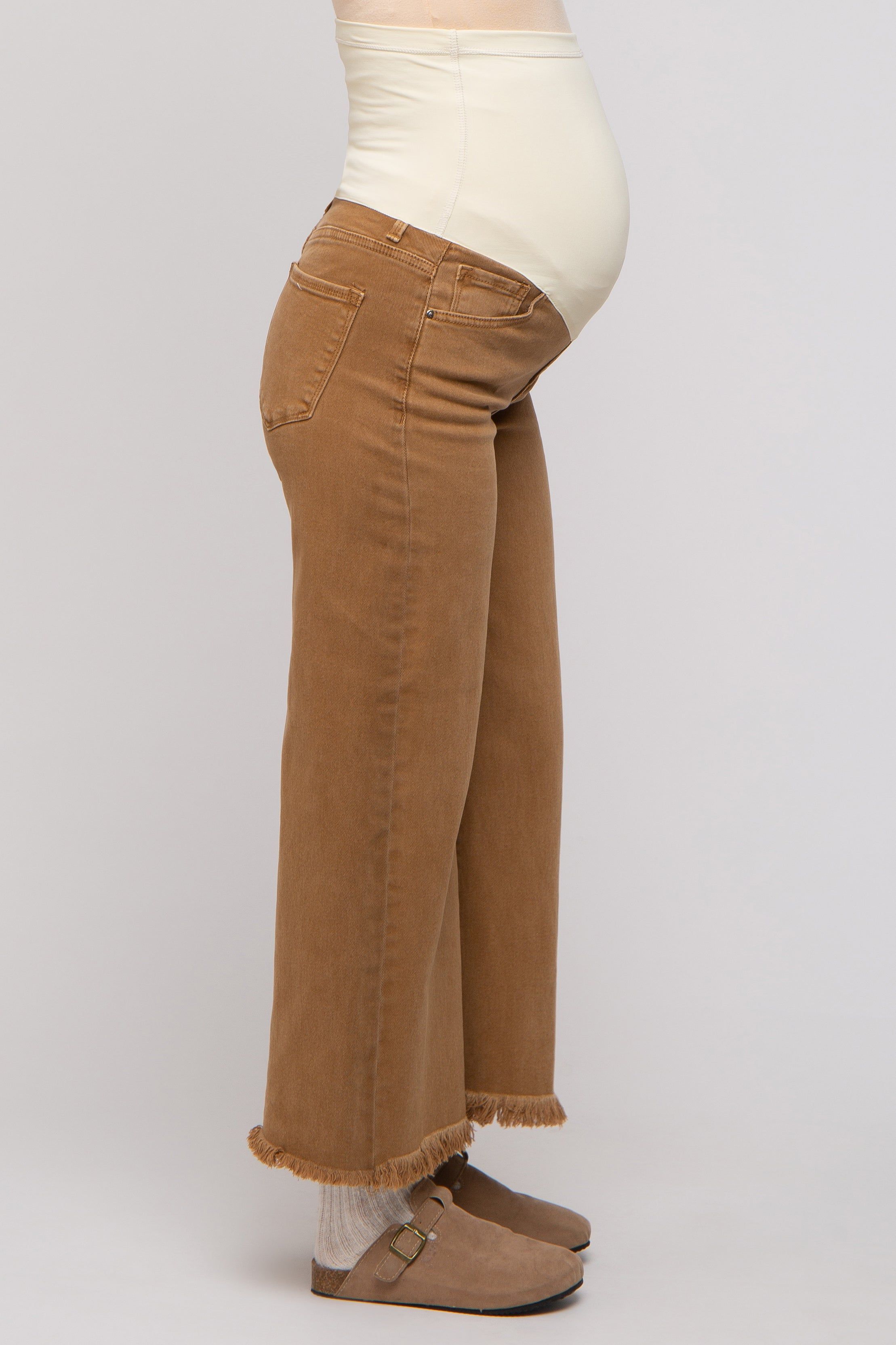 Mocha Cropped Wide Leg Maternity Pants sold by Pinkblush product image thumbnail 3