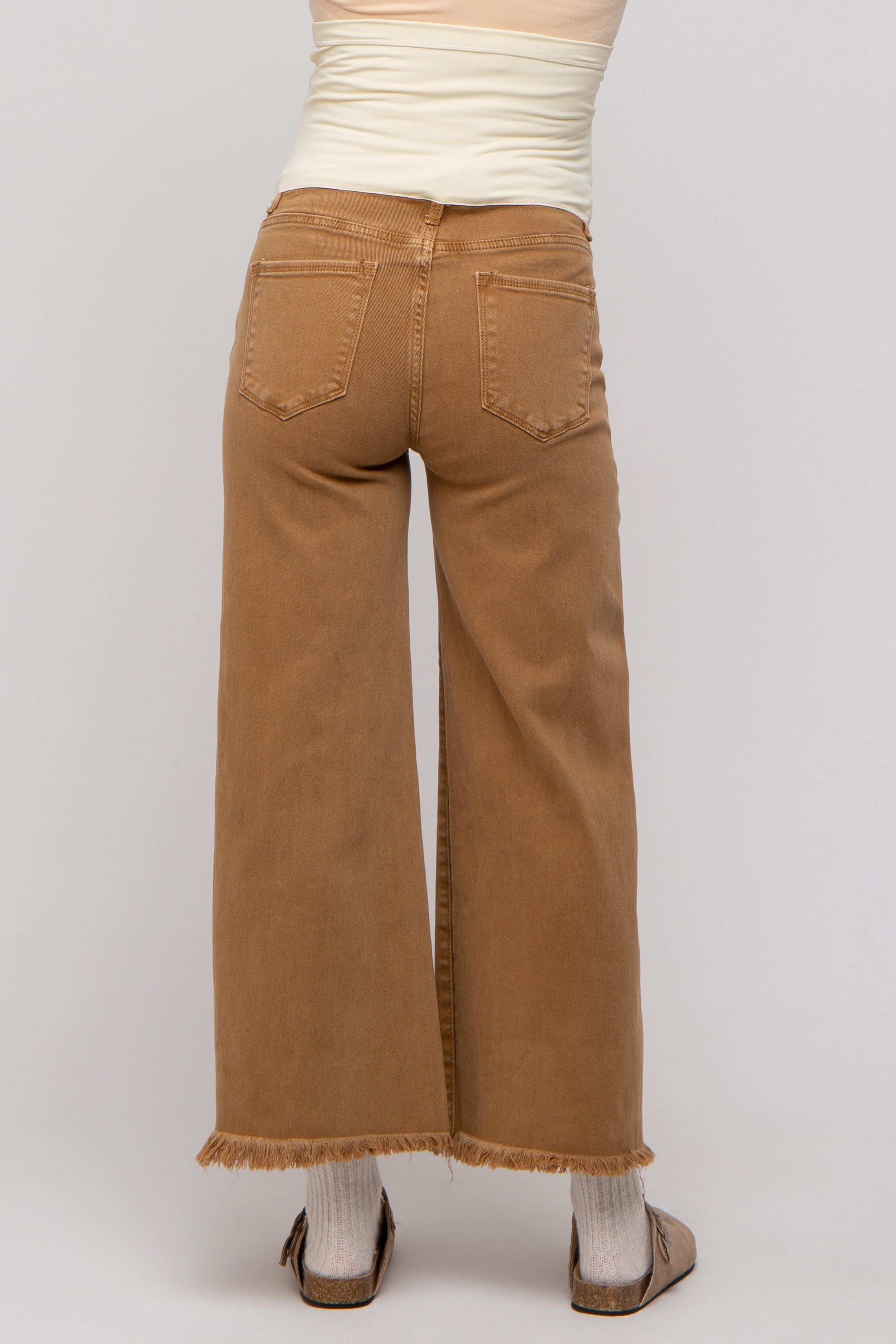 Mocha Cropped Wide Leg Maternity Pants sold by Pinkblush product image thumbnail 4