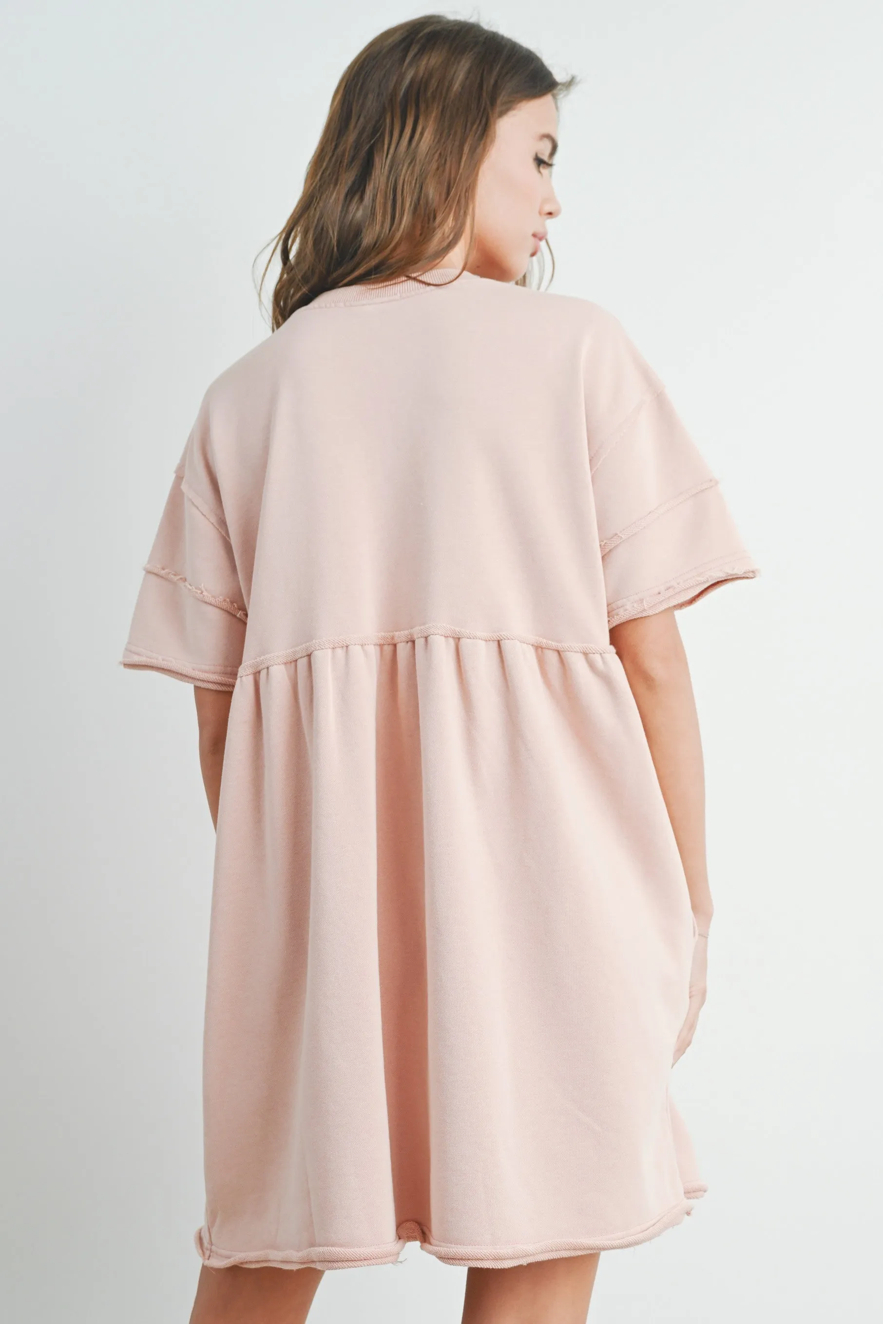 Mauve Washed French Terry Short Sleeve Dress sold by Pinkblush product image thumbnail 4