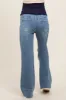 Blue Distressed Open Knee Maternity Wide Leg Jeans sold by Pinkblush
