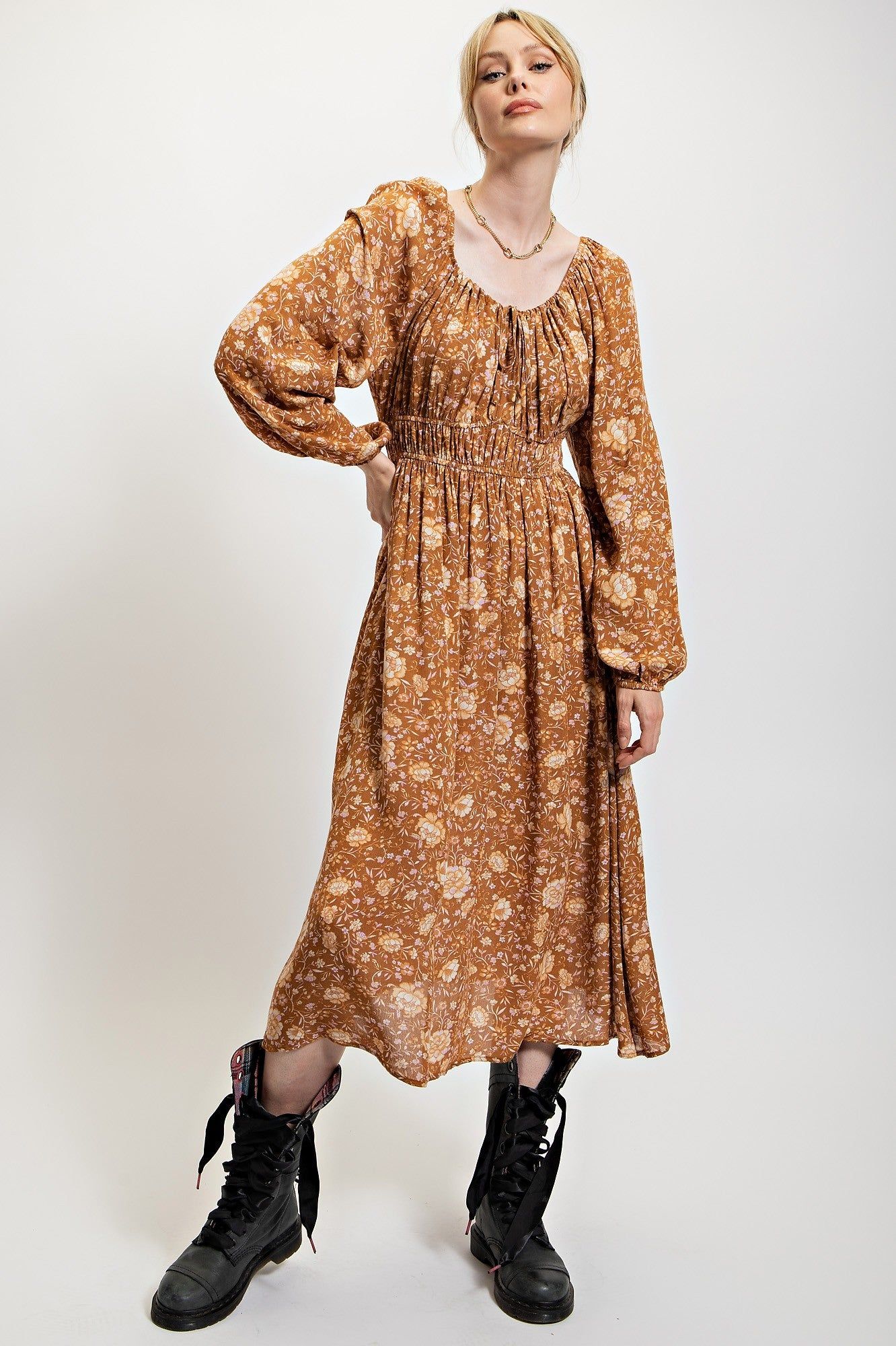 Chocolate Floral Printed Gauze Maxi Dress sold by Pinkblush
