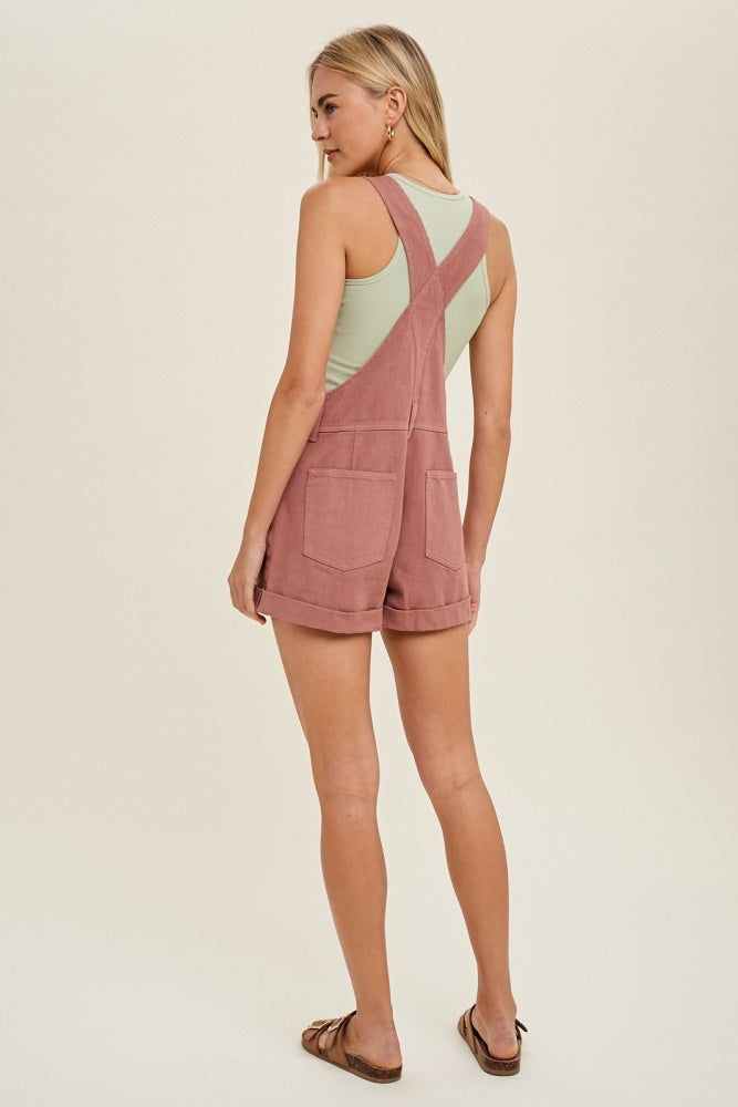 Rose Cuffed Denim Short Overalls sold by Pinkblush product image thumbnail 4