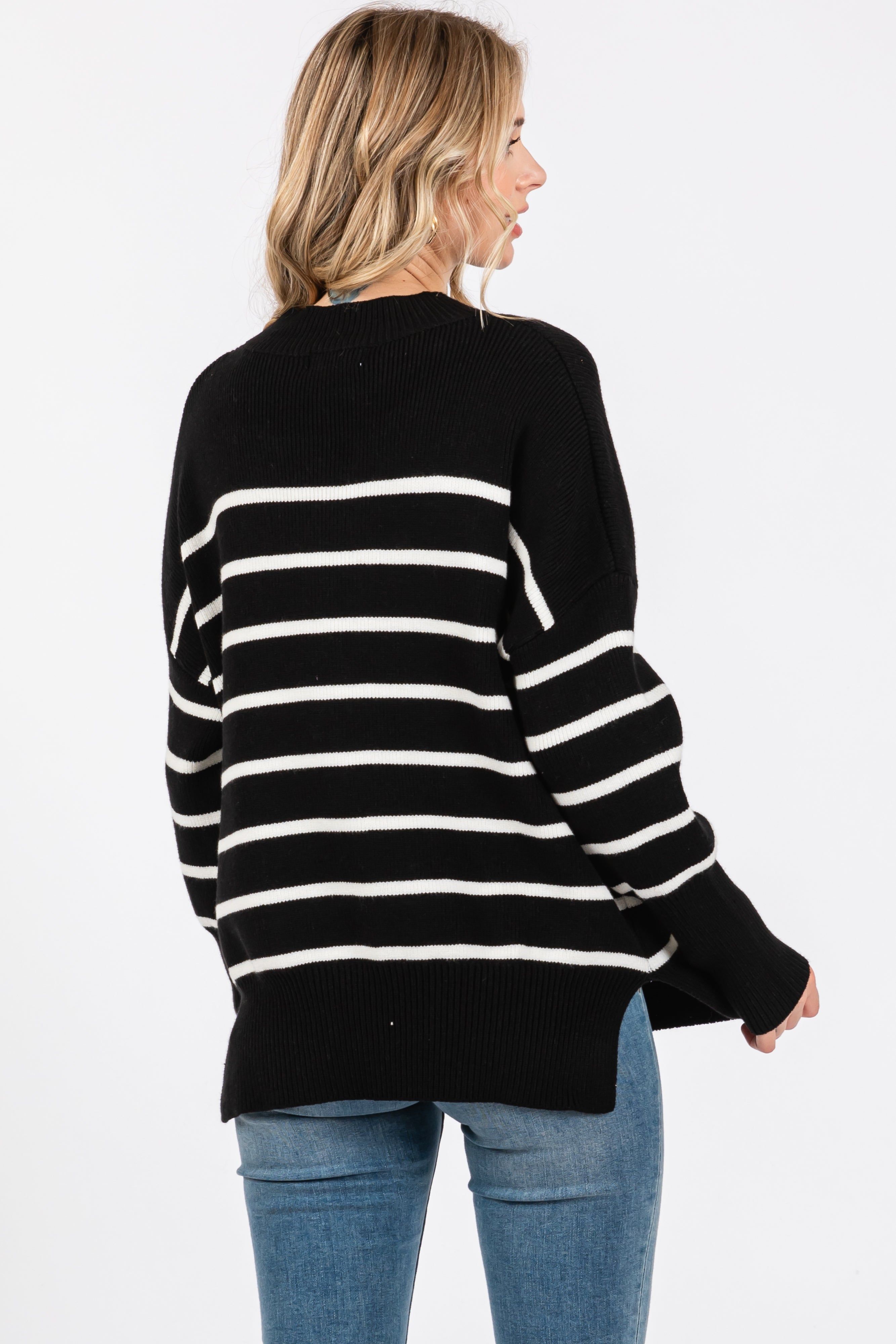 Black Striped Drop Shoulder Sweater sold by Pinkblush product image thumbnail 3
