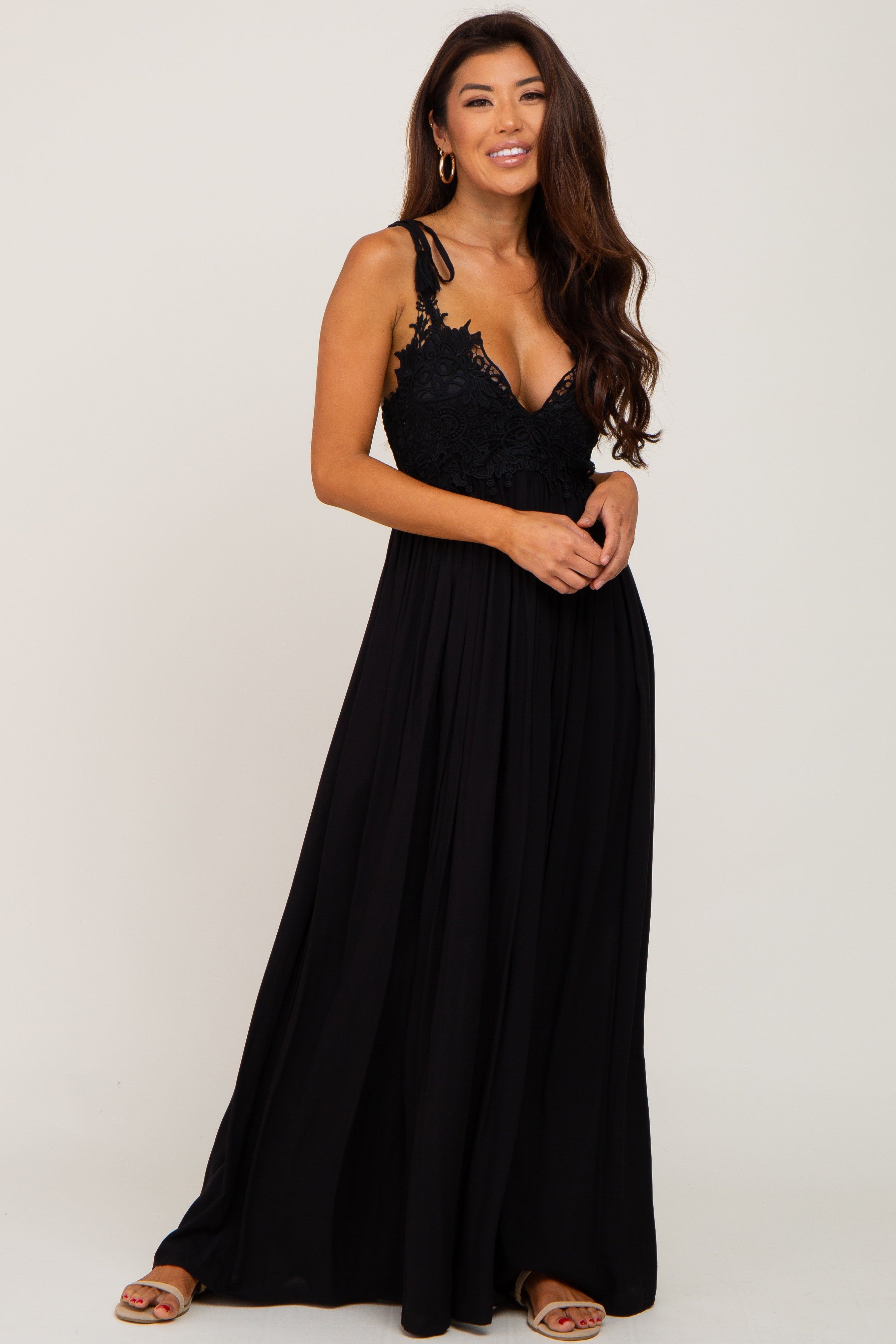 Black Crochet Lace Maxi Dress sold by Pinkblush