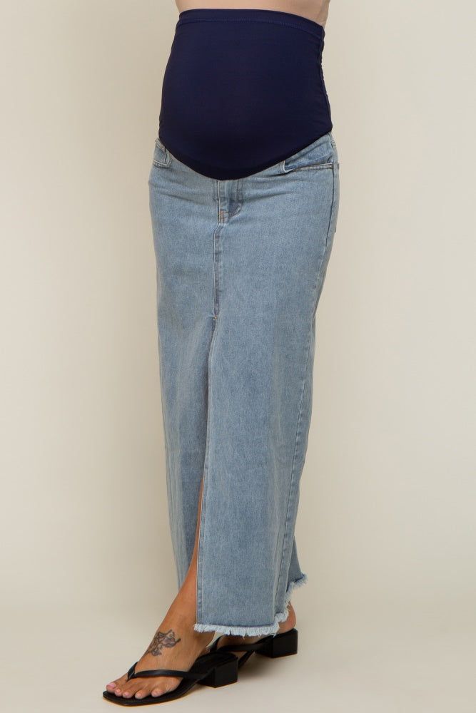 Blue Front Slit Denim Maternity Midi Skirt sold by Pinkblush product image thumbnail 3