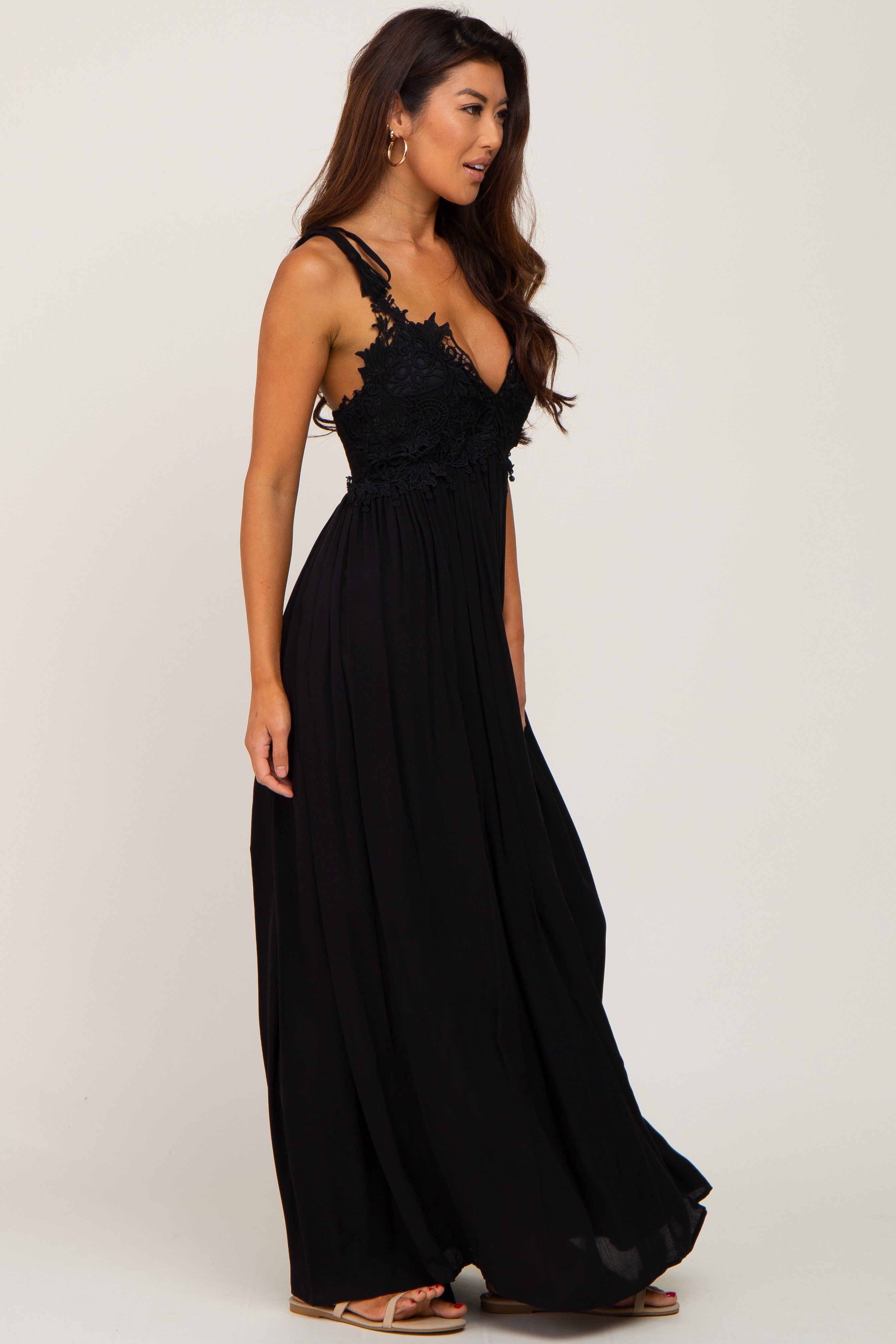 Black Crochet Lace Maxi Dress sold by Pinkblush product image thumbnail 2