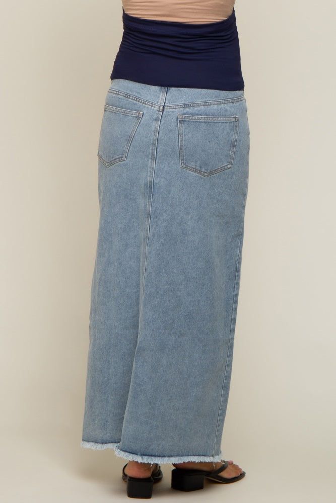 Blue Front Slit Denim Maternity Midi Skirt sold by Pinkblush product image thumbnail 4