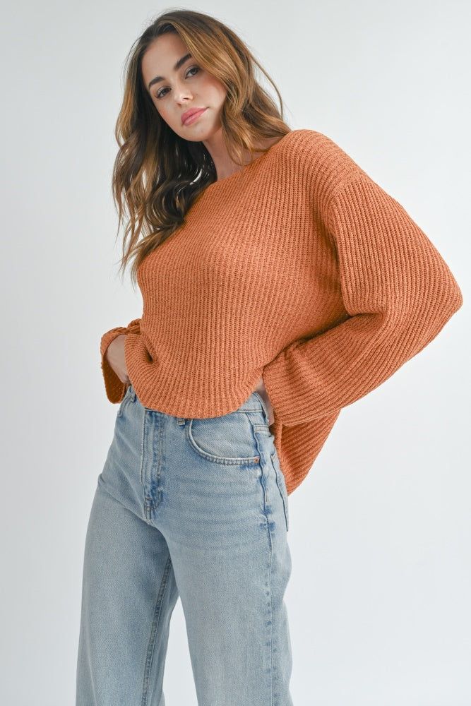 Peach Knit Sweater sold by Pinkblush