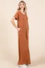 Camel Ribbed Wide Leg Jumpsuit sold by Pinkblush