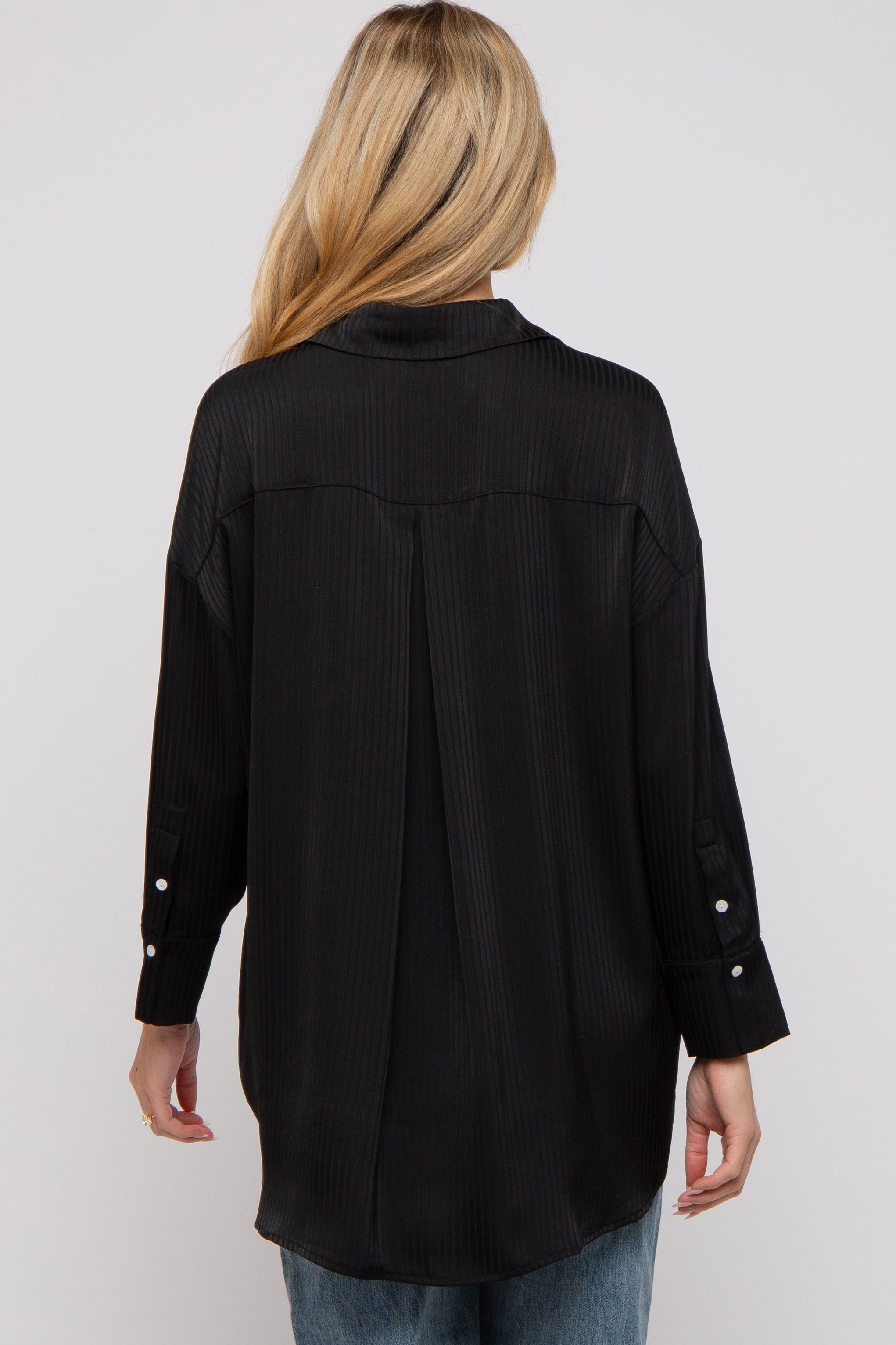 Black Striped Button Up Maternity Top sold by Pinkblush product image thumbnail 4