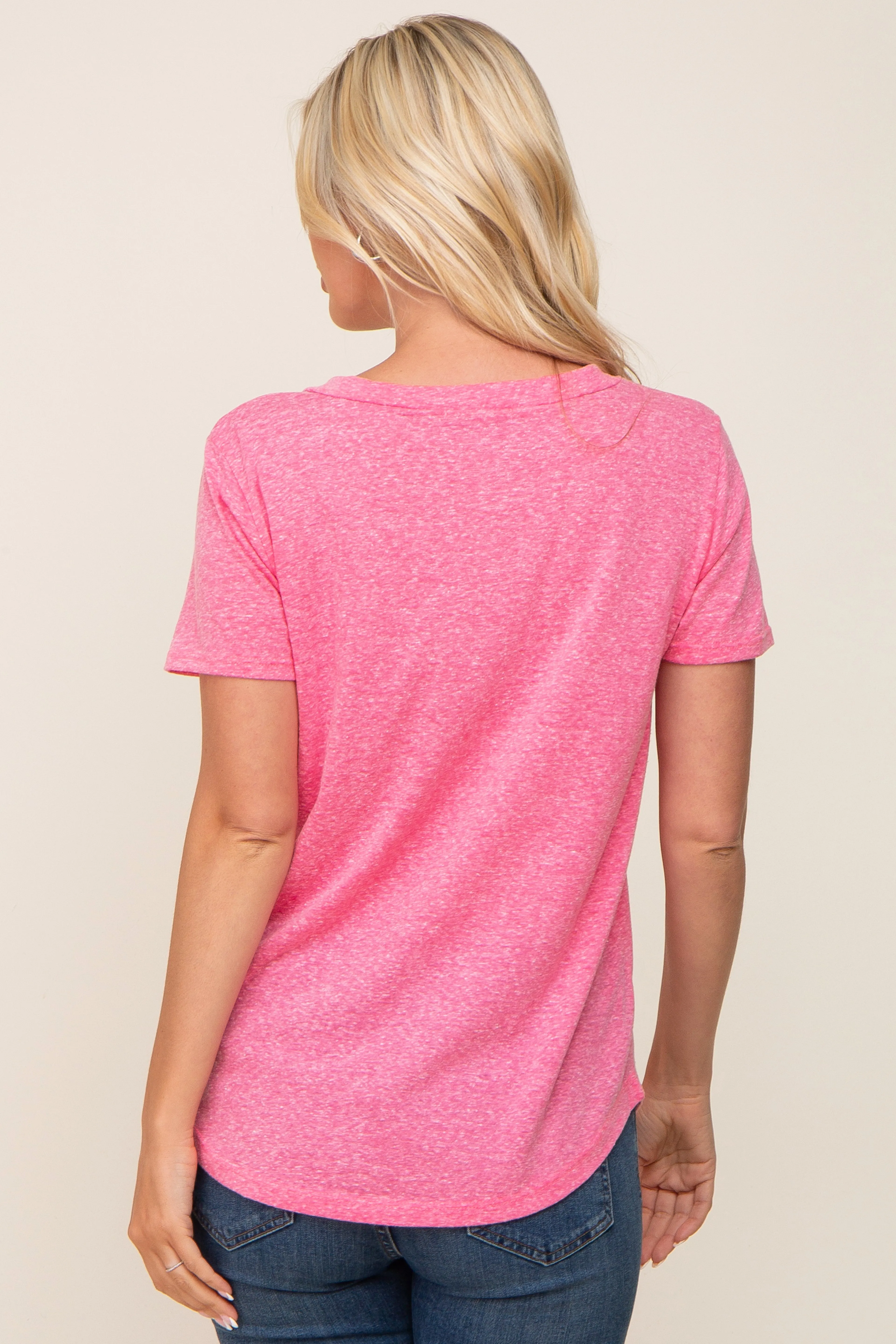 Fuchsia V-Neck Short Sleeve Tee sold by Pinkblush product image thumbnail 3