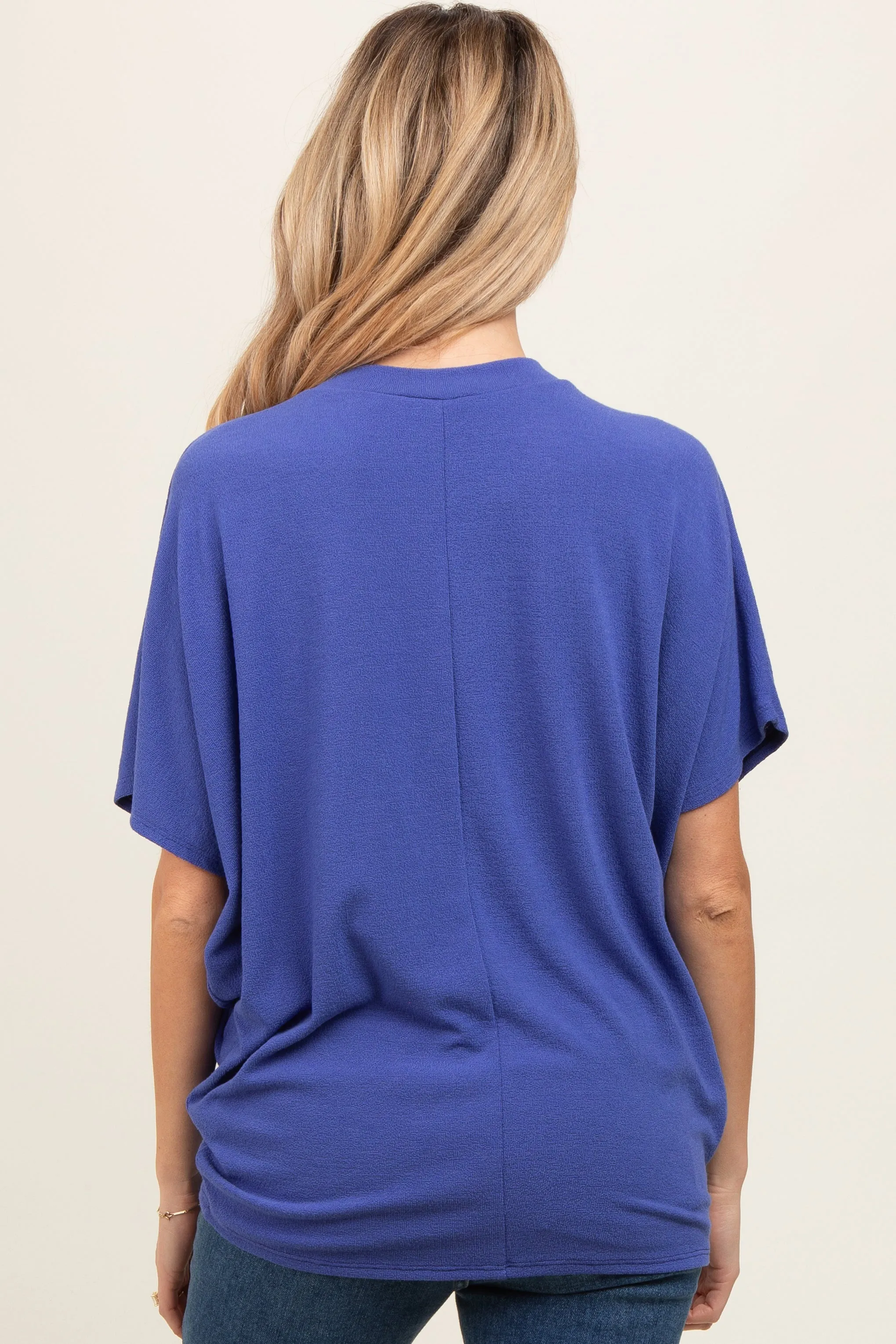Blue V-Neck Crepe Knit Maternity Top sold by Pinkblush product image thumbnail 4
