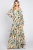 Mint Green Floral Chiffon Wrap Front V-Neck Long Sleeve Maxi Dress sold by Pinkblush